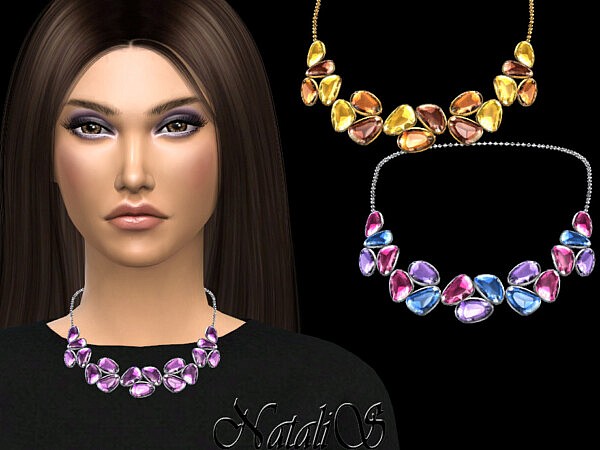 Mixed color gems necklace V2 by NataliS from TSR