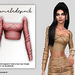 Sims 4 Ruched Front Square Neck Crop Top