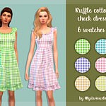 Sims 4 Ruffle cotton check dress