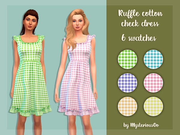 Sims 4 Ruffle cotton check dress