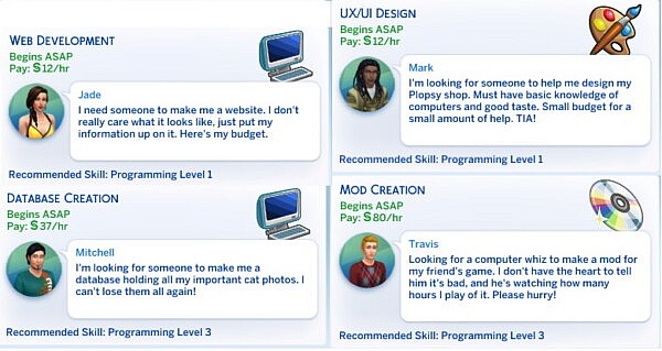 Software Engineer Odd Jobs Pack Sims 4 CC