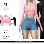 Square Neckline Long Sleeve Crop Top by Bill Sims