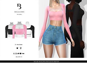 Square Neckline Long Sleeve Crop Top by Bill Sims