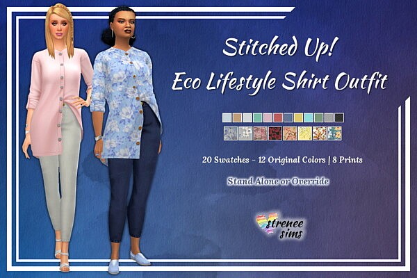 Stitched Up! Eco Lifestyle Shirt Outfit from Strenee sims