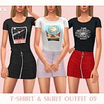 T Shirt and Skirt Outfit 05 Sims 4 CC