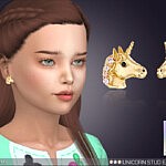 Unicorn Stud Earrings For Kids Sims 4 CC
