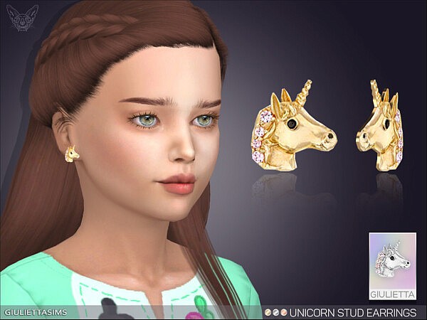 Unicorn Stud Earrings G by Feyona from TSR