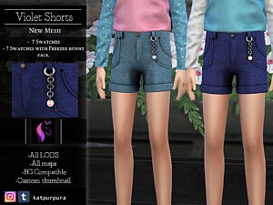 Violet Short Kids Girls Sims 4 CC