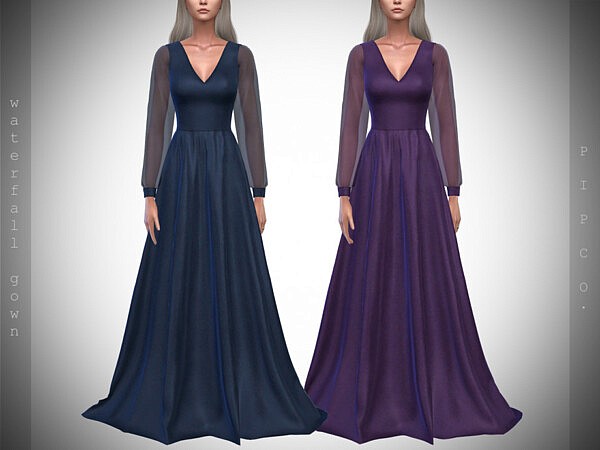 Waterfall Gown by Pipco from TSR • Sims 4 Downloads