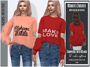 Womens Sweater with slits in the sleeves sims 4 cc