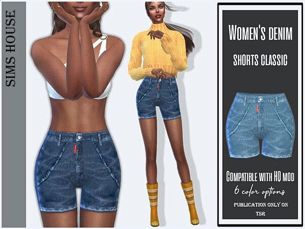 Womens denim shorts classic by Sims House from TSR