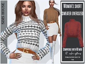 Womens short sweater oversized Sims 4 CC
