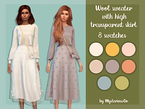 Wool sweater with high transparent skirt sims 4 cc
