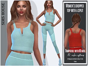 cropped top with a split sims 4 cc