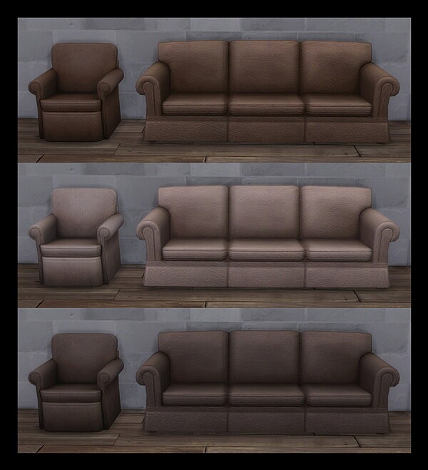 Sofa and Living Chair in Matching Leather by Simmiller from Mod The Sims