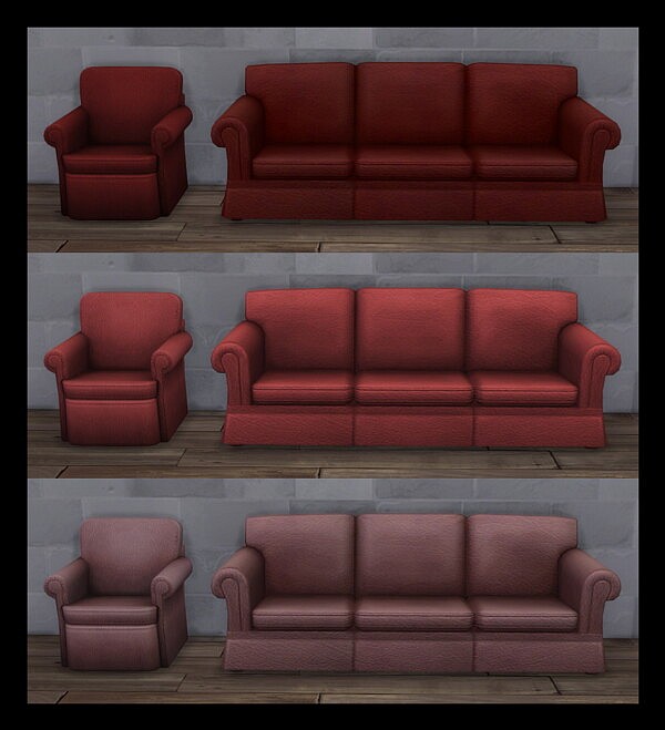 Sofa and Living Chair in Matching Leather by Simmiller from Mod The Sims