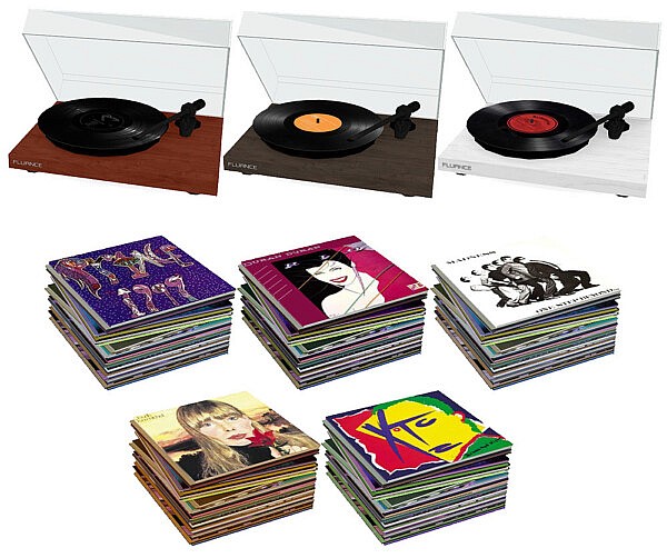 Record player and records recolored from Riekus13