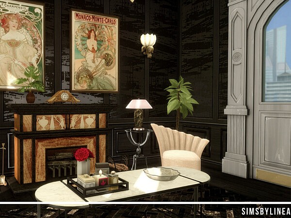 Dark Art Deco Living Room by SIMSBYLINEA from TSR