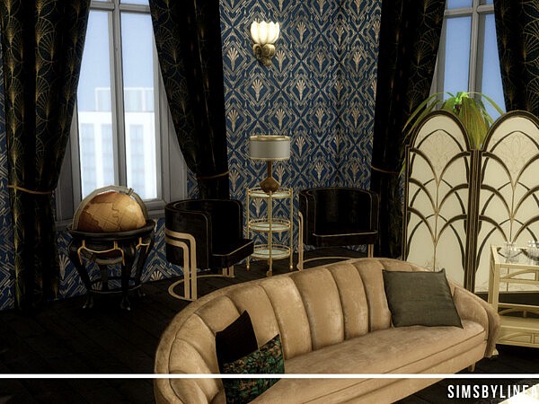 Dark Art Deco Living Room by SIMSBYLINEA from TSR