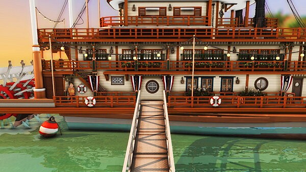 Floating Restaurant Vintage Boat by plumbobkingdom from Mod The Sims