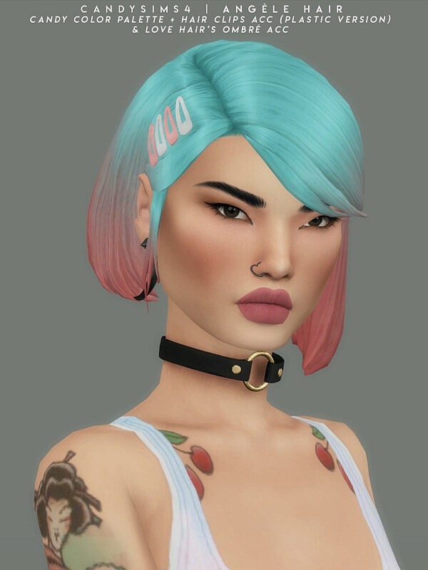 Angele Hair and Angele hair clips from Candy Sims 4