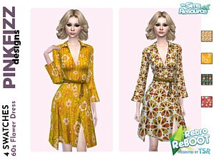 60s Flower Dress sims 4 cc