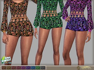 70s Paisley Hot Pants with Metal Rings sims 4 cc
