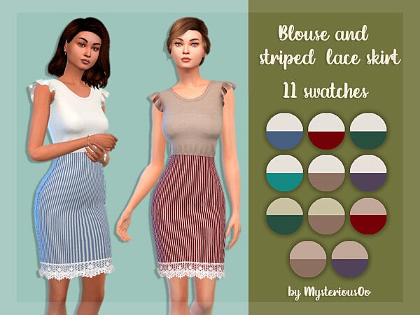 Blouse and striped lace skirt by MysteriousOo from TSR