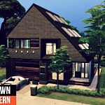 Brown modern house sims 4 cc