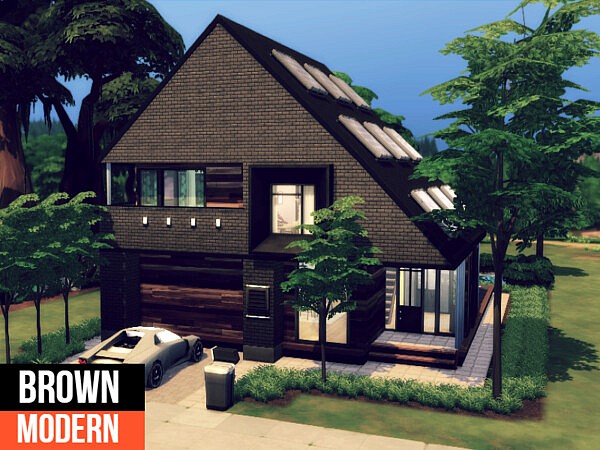 Brown modern house sims 4 cc