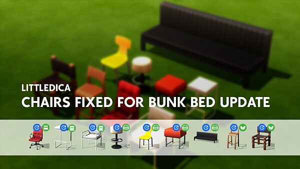 Chairs and Stools for Bunk Bed sims 4 cc