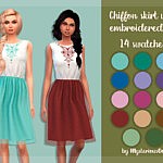 Chiffon skirt with embroidered top sims 4 cc