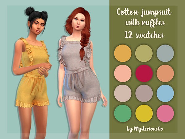 Cotton jumpsuit with ruffles sims 4 cc