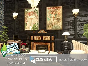 Dark Art Deco Living Room sims 4 cc
