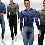 Denim Shirts FullBody Outfit sims 4 cc