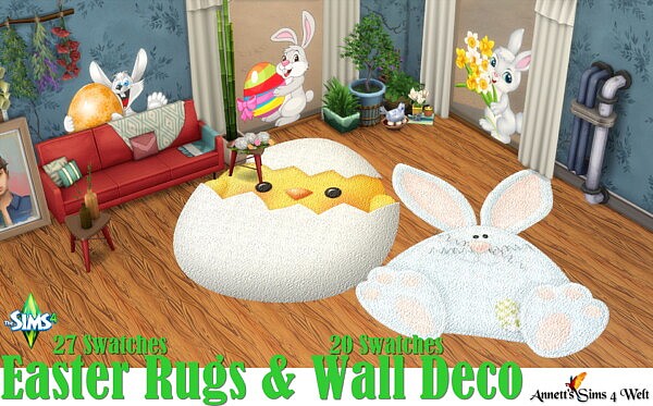 Easter Wall Deco and Rugs sims 4 cc