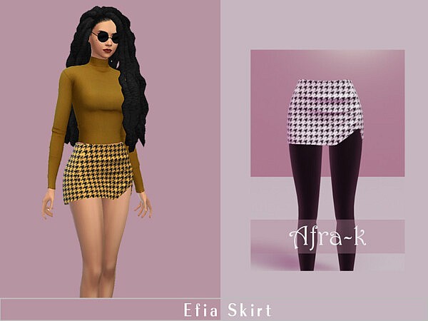 Efia houndstooth skirt by akaysims from TSR