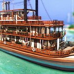 Floating Restaurant Vintage Boat sims 4 cc