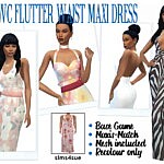 Flutter Waist Maxi Dress sims 4 cc