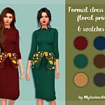 Formal dress with floral print sims 4 cc