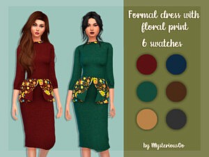 Formal dress with floral print sims 4 cc