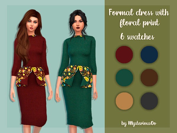 Formal dress with floral print by MysteriousOo from TSR
