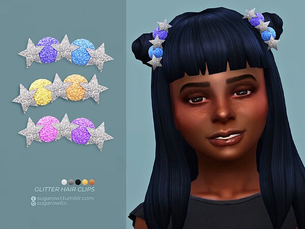 Glitter hair clips G by sugar owl from TSR