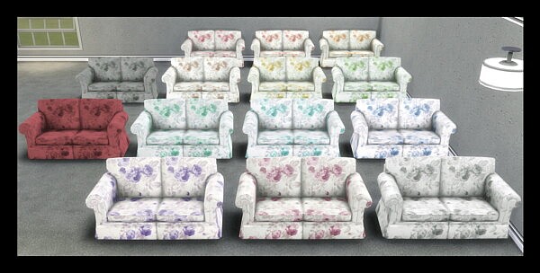 Hipster Hugger Love Seat in Grandmas Roses  by Simmiller from Mod The Sims