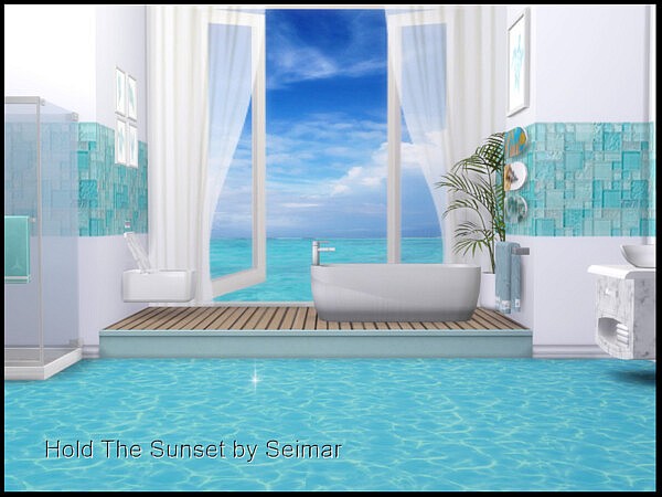 Hold The Sunset Spa Bathroom Set sims 4 cc