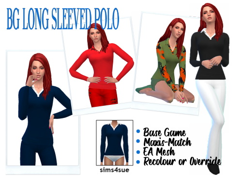 Long Sleeved Polo Blouse from Sims 4 Sue