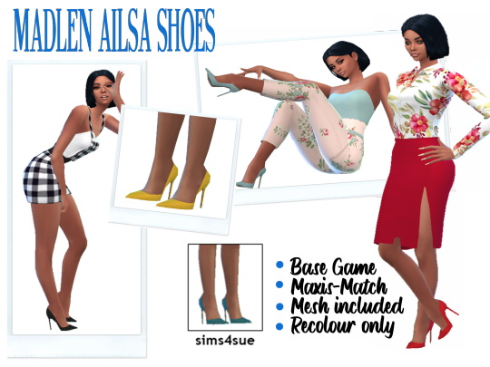 Madlen’s Linz and  Ailsa Shoes Recolored from Sims 4 Sue