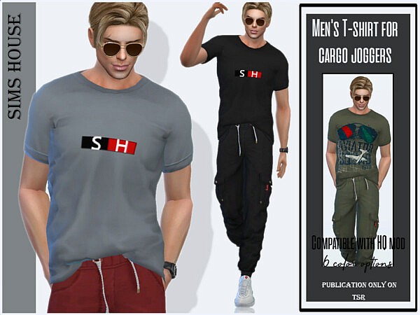 Mens T shirt for cargo joggers by Sims House from TSR
