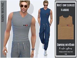 Mens T shirt sleeveless to joggers sims 4 cc
