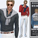 Mens shirt with a sweater on the shoulders sims 4 cc
